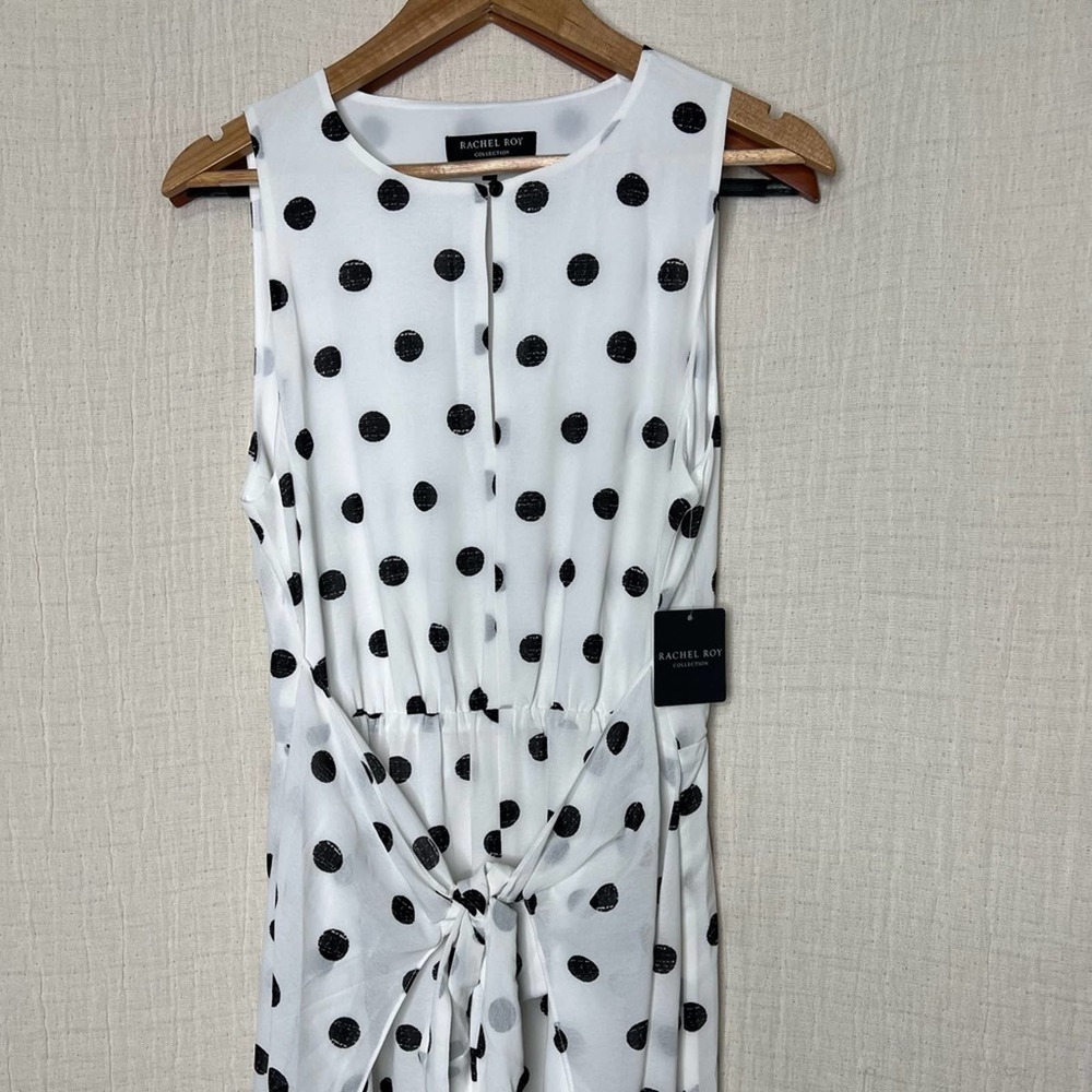 Rachel Roy Black & White Polka Dot Twist Midi Dress size M Style July - Picture 5 of 9